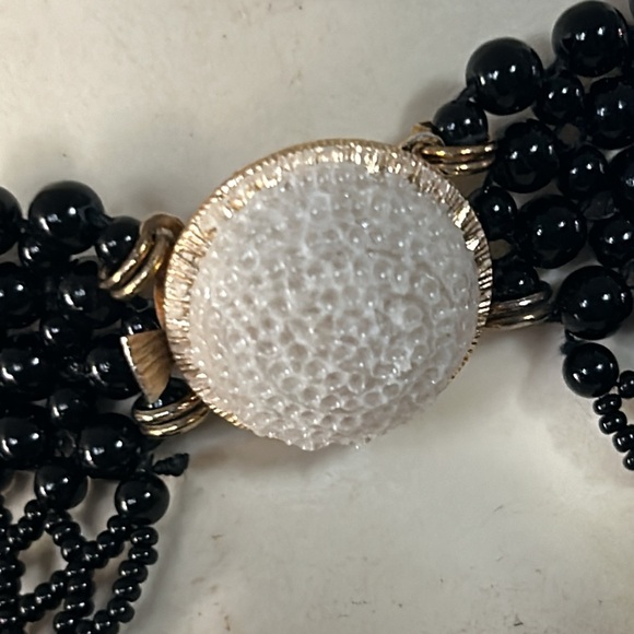Vintage Black Crocheted Bead Bib Collar Necklace - Picture 8 of 10